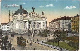 Lviv, Lwów, Lemberg; Theater, trams