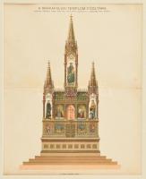 cca 1896 Máriafalvai templom főoltára., litográfia, Pallas Nagy Lexikona, Bp., Posner-ny., paszpartuban, 22,5x28 cm