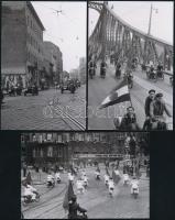 cca 1948 Budapest, motorosok felvonulása, 5 db mai nagyítás Rózsa György (?-?) budapesti fotóriporte...