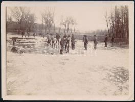 1903 Siófok, jégvágás, vintage fotó feliratozva és datálva, 9x12 cm