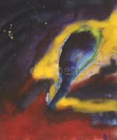 Balla Attila (1959-): Éjszakai tájkép. Akvarell, karton, jelzett. 49×42,5 cm