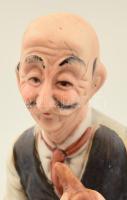 Idős úr, biszkvit porcelán figura, kézzel festett, jelzetlen, hibátlan, m: 16 cm