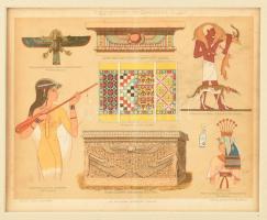cca 1896 Egyiptomi művészet I., litográfia, Pallas Nagy Lexikona, Bp., Posner-ny., paszpartuban, javított, 22,5x28 cm