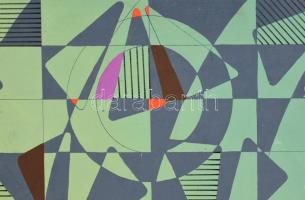 Sugár Gábor (1976-): Konstruktív szerkezetek. Akril, vászon, jelzett, 70x50 cm