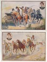 4 db RÉGI magyar művész motívum képeslap a Petőfi Társaság kiadványa. Petőfi Centenárium, fejes Gy. szignó / 4 pre-1945 Hungarian folklore art postcards