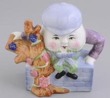 Figurális porcelán teáskanna, kézzel festett, jelzetlen, hibátlan, m: 16 cm