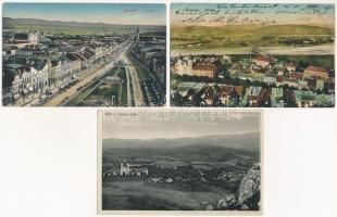 5 db RÉGI felvidéki város képeslap: Érsekújvár, Csízfürdő, Trencsén, Jászó, Eperjes / 5 pre-1945 Upper Hungarian (Slovakian) town-view postcards: Nové Zámky, Kúpele Cíz, Trencín, Jasov, Presov