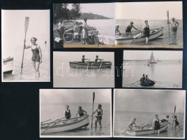 cca 1920 és 1942 között készült felvételek, a Kerny család balatoni fényképei, 9 db vintage fotó Kerny István (1879-1963) budapesti fotóművész hagyatékából, 4,8x8,1 cm és 11,6x8,3 cm között
