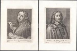 Itáliai metszetek mesterekről: Tribolo, Testa, Rosa, Berghem, Cortesi, 5 db, 24x18 cm