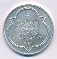 1990. 500Ft Ag "Mátyás király - Buda" dísztokban T:BU Adamo EM114