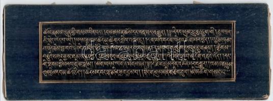 Tibeti kézzel írt aranybetűs könyvrészlet, 8 lapos