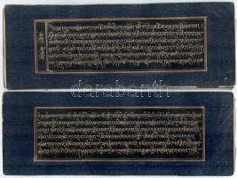 Tibeti kézzel írt aranybetűs könyvrészlet, 8 lapos