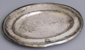 Dunacorso alpakka fém tálca + 10 db csésze, néhány rozsdás, 32x22,5 cm és 9x4,5 cm