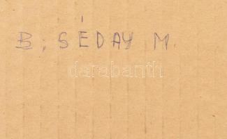 B. Séday Mária (1925-2009): Csendélet gyümölcsökkel és kannával. Ceruza, papír, jelzett. Üvegezett f...