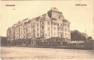 1915 Temesvár, Timisoara; Löffler-palota, villamos. Polatsek kiadása / palace, tram