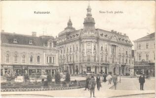 Kolozsvár, Cluj; New York palota, Jeszenszky Ferenc, Csiky Mihály, Schefer András, Tauffer Dezső, Schuster Emil üzlete / palace, shops (EK)