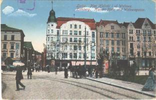 1916 Lviv, Lwów, Lemberg; Plac Halicki i ul. Walowa / Halicki-Platz und Walowagasse / square, street view, bank (EK)