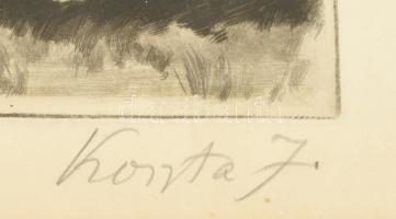 Koszta József (1861-1949), Prihoda István (1891-1956): Marokszedők. Rézkarc, papír, jelzett. Üvegeze...