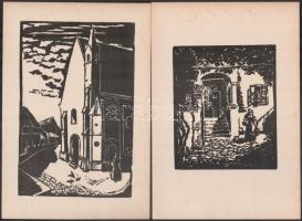 1939 Mende Gusztáv (1899-1963), Lándori (?-?): 16 soproni kép, linó, papír, kiadói papírmappában, 31...