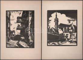 1939 Mende Gusztáv (1899-1963), Lándori (?-?): 16 soproni kép, linó, papír, kiadói papírmappában, 31...