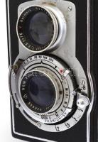 cca 1950 Welta Reflekta II kétobjektíves tükörreflexes fényképezőgép ROW Pololyt f75/3,5 objektívvel...
