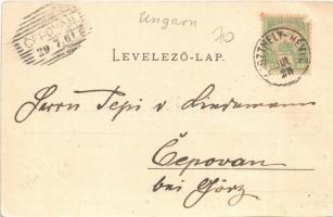 1904 Hévíz, Kettős Ház, Hetes Ház, kápolna. Mérei Ignác kiadása, Art Nouveau, floral (EK)