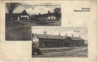 1918 Rábamolnári (Püspökmolnári); vasútállomás, utca, Béhm Gábor vegyeskereskedése, üzlet (EK)
