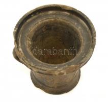 XVIII. századi kerámia mozsár, törő nélkül, megviselt állapotban, 12x13,5 cm