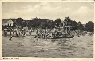 1930 Nagymaros, strand, úszó vízi csúszda (EK)