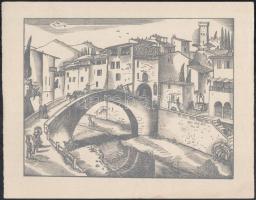 Vadász Endre (1901-1944): Itáliai város. Fametszet, papír, jelzés nélkül, lap alján apró szakadással, 19,5x25,5 cm