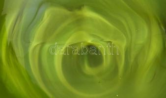 Zöld üveg tál. Anyagában színezett, formába öntött, hibátlan,. d: 24 cm