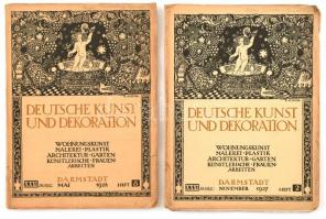 1927-1928 Deutsche Kunst und Dekoration, 31. évfolyam, 2. és 8. füzet, sérült borítóval, német nyelven