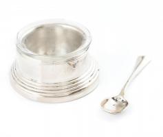 Ezüst (Ag) evőeszköz készlet.12 személyes, sok részes. komplett, díszdobozzal, üvegbetétes fűszertar...