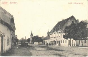 Zurány, Zarándfalva, Zurndorf; Fő tér, templom. Gelber kiadása / main square, church (EK)