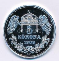 DN "Királyi koronák - Könyves Kálmán / 5 korona 1909" Ag emlékérem tanúsítvánnyal (20g/0.9...