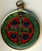 Modern vallásos érem "Szt. Benedek" aranyozott üveg- és zománcozott Br T:1