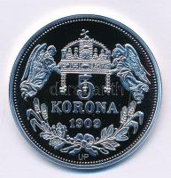 DN "Királyi koronák - V. István / 5 korona 1909" Ag emlékérem tanúsítvánnyal (20g/0.999/38...
