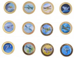 Nagy-Britannia 2003. Century of Flight (A repülés évszázada) egyik oldalán multicolor festett, aranyozott fém emlékérem szett (24xklf) WESTMINSTER feliratú dísztokban (38mm) T:1