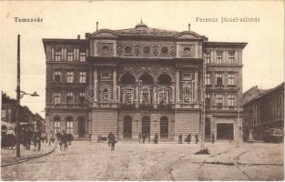 1918 Temesvár, Timisoara; Ferenc József színház, villamos / theatre, tram (Rb)