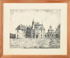 Regős jelzéssel a karcon: Tura, Schossberger kastély. Rézkarc, papír. Fa keretben, 29×39 cm