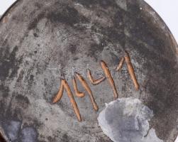 Kis kerámia váza, mázas, jelzett, m: 13 cm