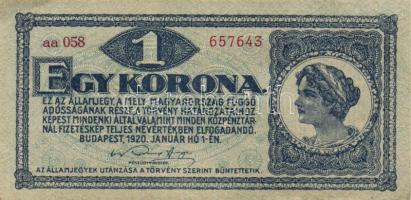 1920. 1K(2x) egymásutáni sorszámokkal T:I-