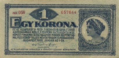 1920. 1K(2x) egymásutáni sorszámokkal T:I-