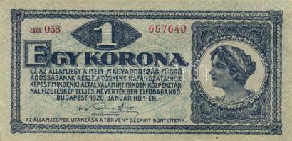 1920. 1K(2x) egymásutáni sorszámokkal T:I-