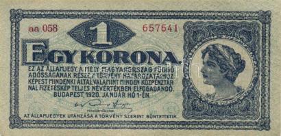 1920. 1K(2x) egymásutáni sorszámokkal T:I-
