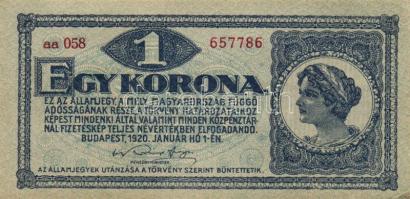 1920. 1K(2x) egymásutáni sorszámokkal T:I-