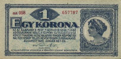 1920. 1K(2x) egymásutáni sorszámokkal T:I-