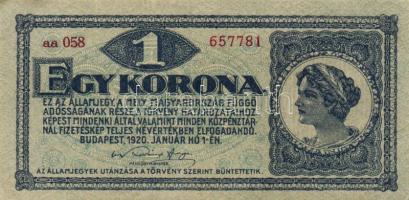 1920. 1K(3x) egymásutáni sorszámokkal T:I-