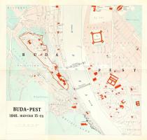 1848 Buda-Pest térképe március 15-én Reprint. 34x32 cm