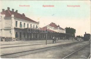 Gyulafehérvár, Karlsburg, Alba Iulia; vasútállomás, gőzmozdony / Stationsgebäude / railway station, locomotive + K.u.K. Militär-Sanitätszug Graf Anton Károlyi Stiftung